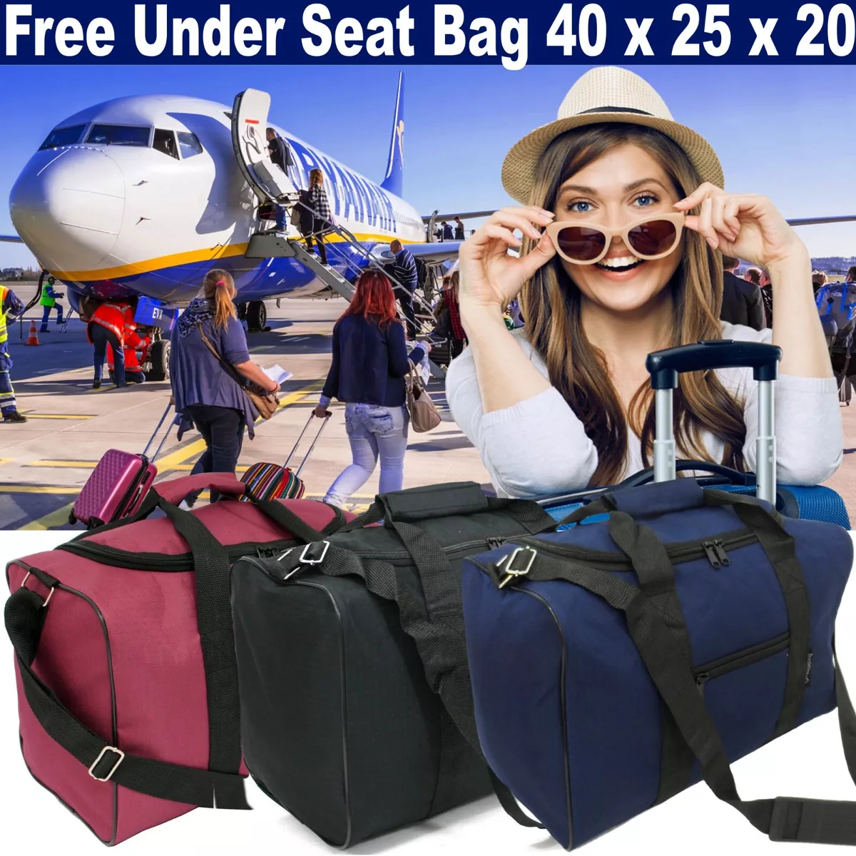 Ryanair Cabin Bag Suitcase Travel Flight Under Seat Case Baggage Carry  40x20x25