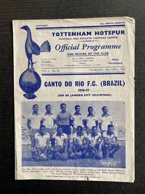 24.04.1958 Tottenham Hotspur - Canto Do Rio F.C. (BRÉSIL) - Photo 1/3