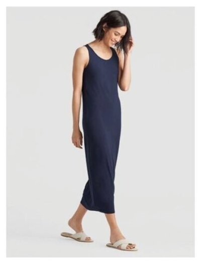 system viscose jersey tank dress Eileen Fisher System Viscose Jersey Midi Tank Dress SM BARK NWT $198