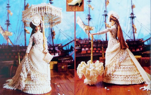 Crochet Pattern Doll Dress Parasol 1883 Lady By The Sea Fashion Barbie Paradise - Picture 4 of 4