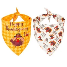  Dog Bandana Fall Autumn Pet Bandana Reversible Triangle Large Thanksgiving