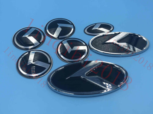 7pc K LOGO Emblem Badges SET Front+Rear+Steering+Wheel Caps fit ...