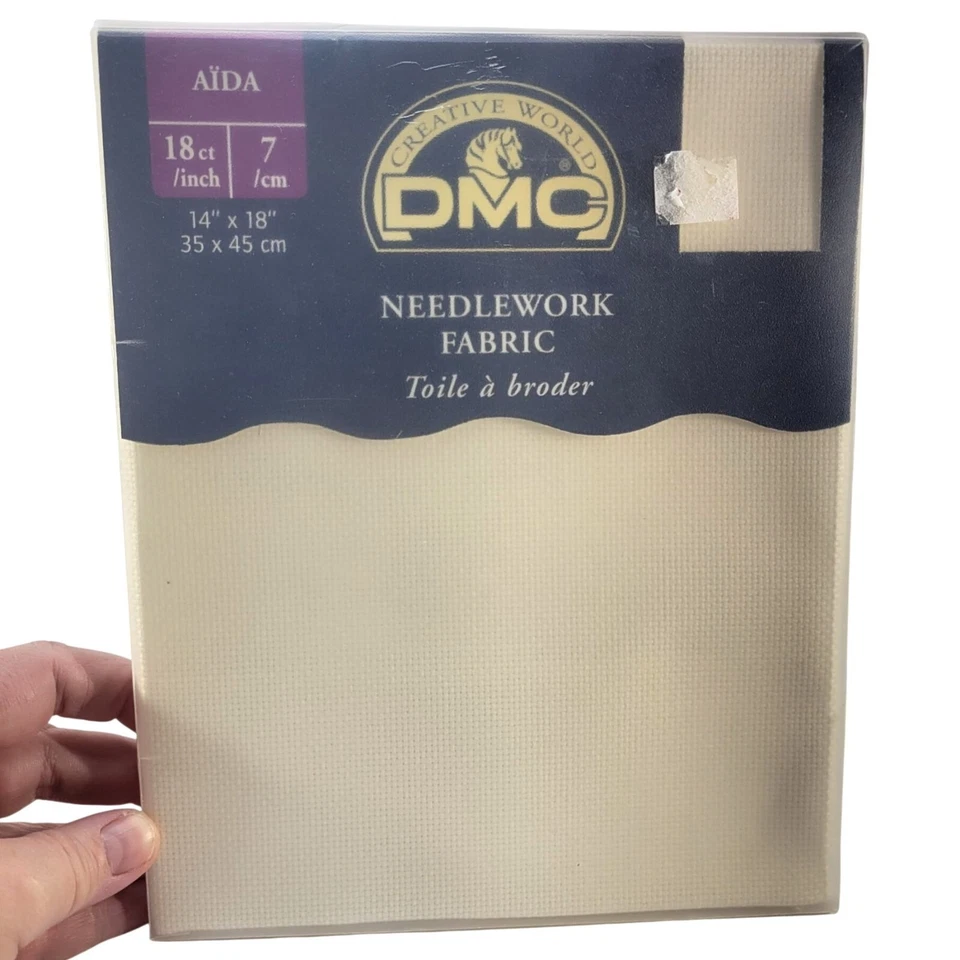 Vtg DMC Aida 18ct Needlework Fabric 14" x 18" 100% Cotton Made In Brazil NOS - Image 2 of 4