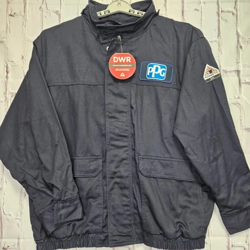 Bulwark FR Jacket Cat3 2112 Navy Flame Resistant PPG Workwear Coat Men XL-RG NWT - product listing photo
