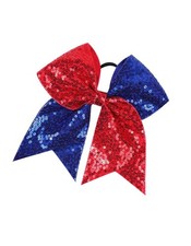 JustMyDress Girls Cheer Bow Ponytail Holder Big Hair Bow Tie with Glitter Sequin