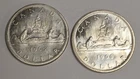 2 Canada Silver Dollars ~ 1965 & 1966 $1 .800 Silver Coins