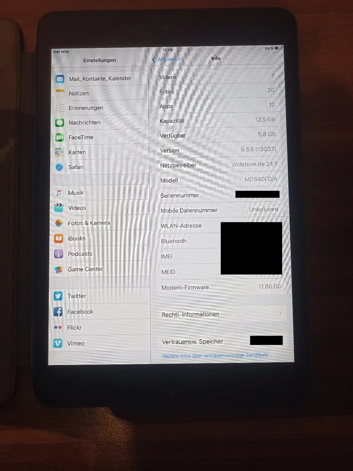 Apple iPad Mini 1. Generation WiFi + 4G Cellular 16GB Schwarz A1455 MD540FD/A - Bild 3 von 4