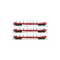 Roco 6600219 3 Piece Set: Stake Wagons, Rcw New In Ovp