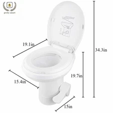 20" RV Camper Toilet Gravity Flush Toilet Foot Pedal Home Caravan Travel Camping