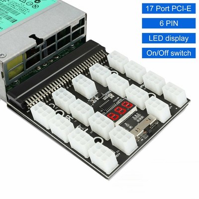 PCI-E 17x6Pin Server Netzteil Breakout Board Adapter 1200W für HP GPU Mining