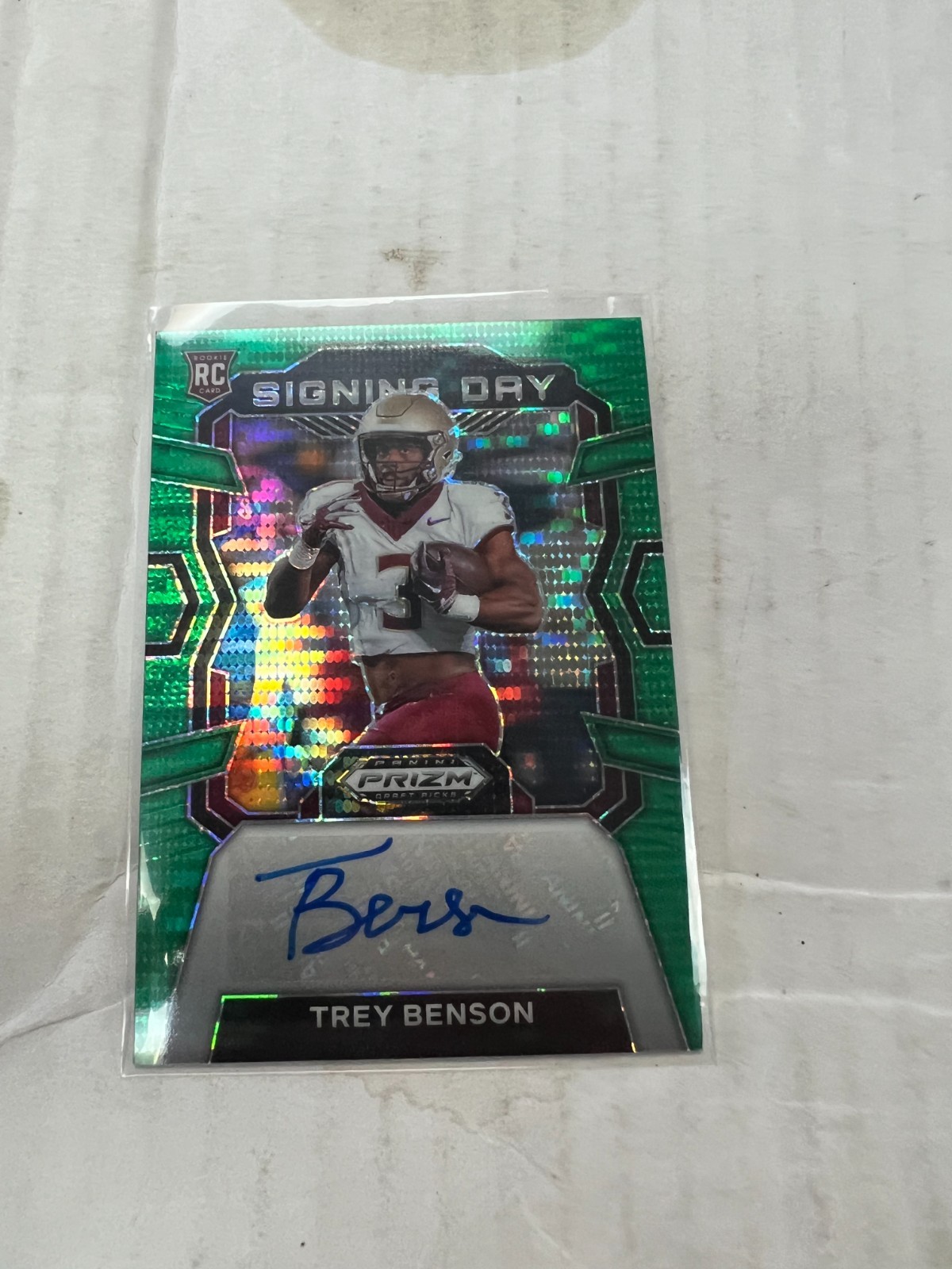 Trey Benson 2024 Panini Prizm Draft Rookie Auto Green Pulsar#SD-TBN #10/25 NRMT