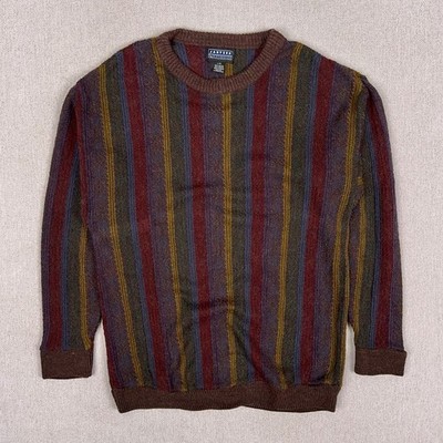 Vintage 90s Jantzen Jacquard Knit Crewneck Sweater Men M Multicolor Stripe Cosby