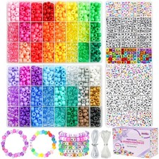 4200Pcs Pony Beads for Bracelet Making Kit, 48 Colors Kandi Beads Bracelet Ki...