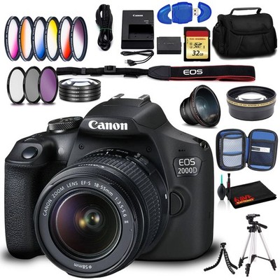 Canon EOS 2000D DSLR with EF-S 18-55mm f/3.5-5.6 IS II Lens (Intl Model) with