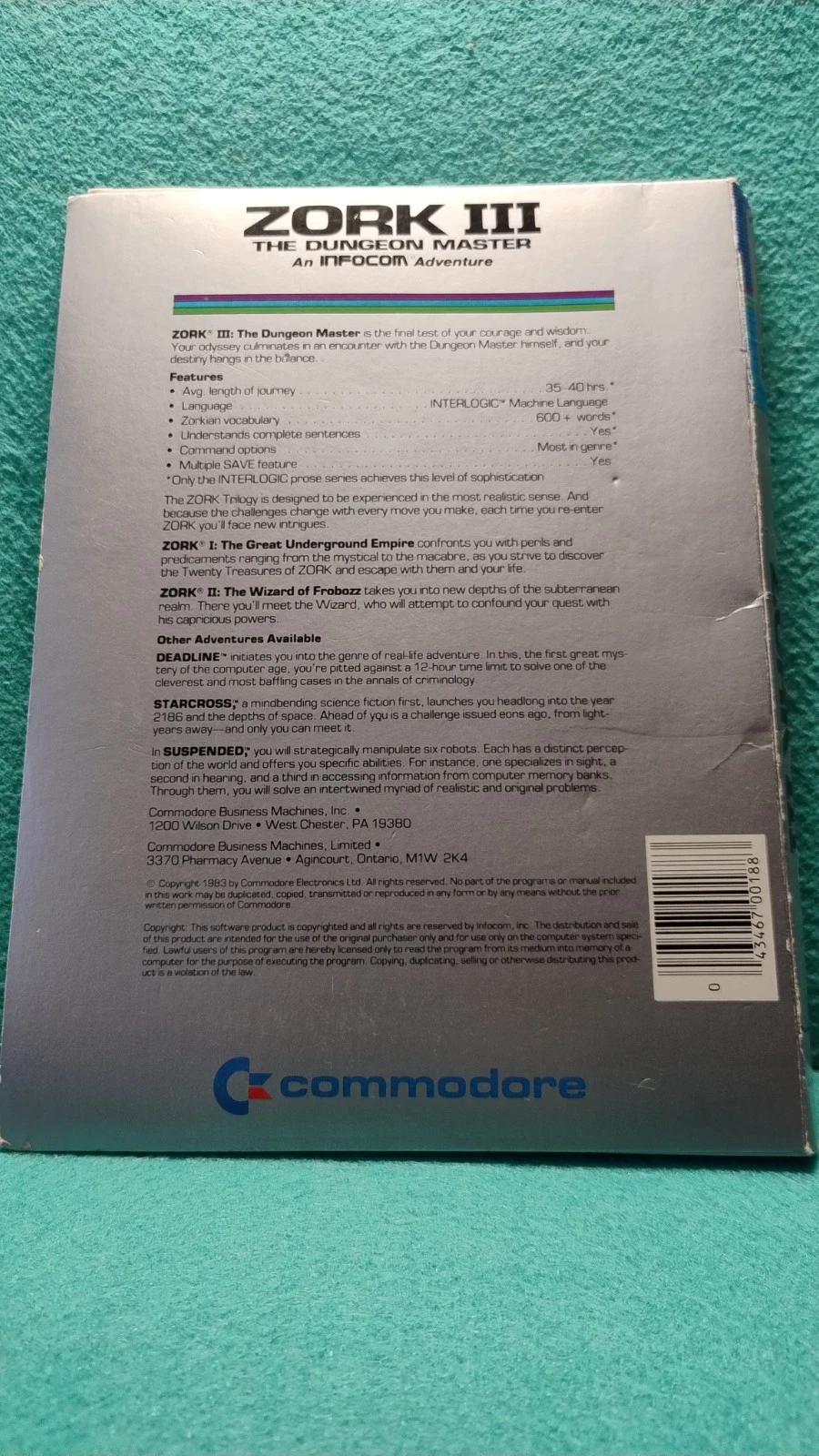 Additional photo for Vintage Commodore 64 Game \'ZORK III\' Diskette