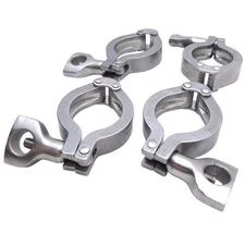 Lot of 4 Tri-Clover SS Hinged Double Pin Tri-Clamp Sanitary Fitting 1-1/2in