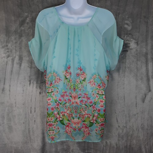VTG Y2k Dressbarn Top Womens XL Blue Floral Cottagecore Fairy Romantic Ethereal - Bild 6 von 12
