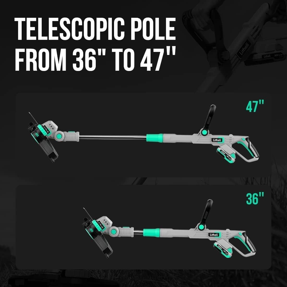 Lightweight 20V 12" Cordless Weed Wacker with Adjustable Pole & Battery Included