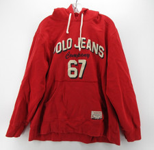 VINTAGE Ralph Lauren Polo Jeans Sweatshirt Men Large Red Hoodie Spell Out RL67