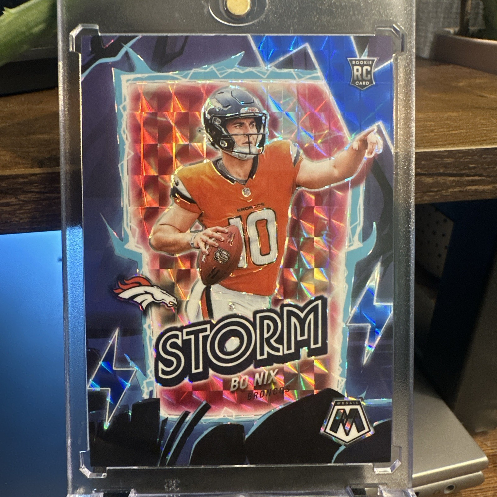 2024 Panini Mosaic - Bo Nix #13 Blue Storm Prizm /99 (RC) Broncos Color Match