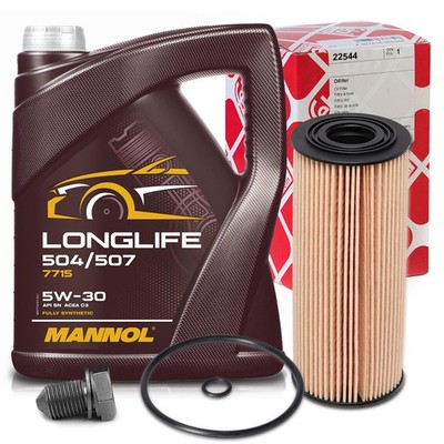 FEBI ÖLFILTER + 5L MANNOL 5W-30 LONGLIFE ÖL 504 507 AUDI SEAT SKODA VW TDI 1.9 2
