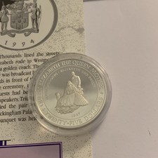 JAMAICA -1994 SILVER PROOF 25 DOLLARS QUEEN MOTHER S WEDDING PORTRAIT