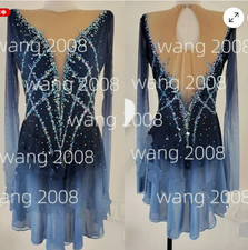 New Ice Figure Skating Dress Figure Skating Dress For Competition blue dyeing