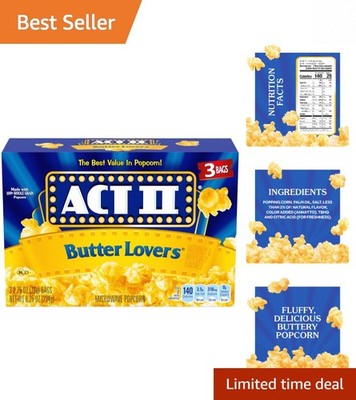 3-Pack Butter Lovers Microwave Popcorn, 2.75 oz Bags - Perfect for Movie Nights