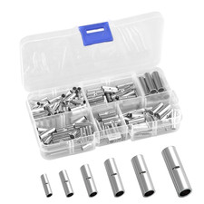 100Pcs Non Insulated Butt Connectors Kit Uninsulated Wire Crimp Connector Butt S