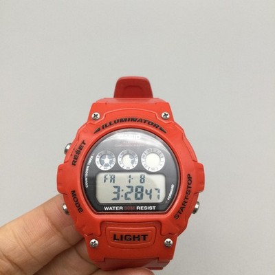 Casio 3225 W-214HC Mens Watch 45mm Red Digital Alarm Chronograph