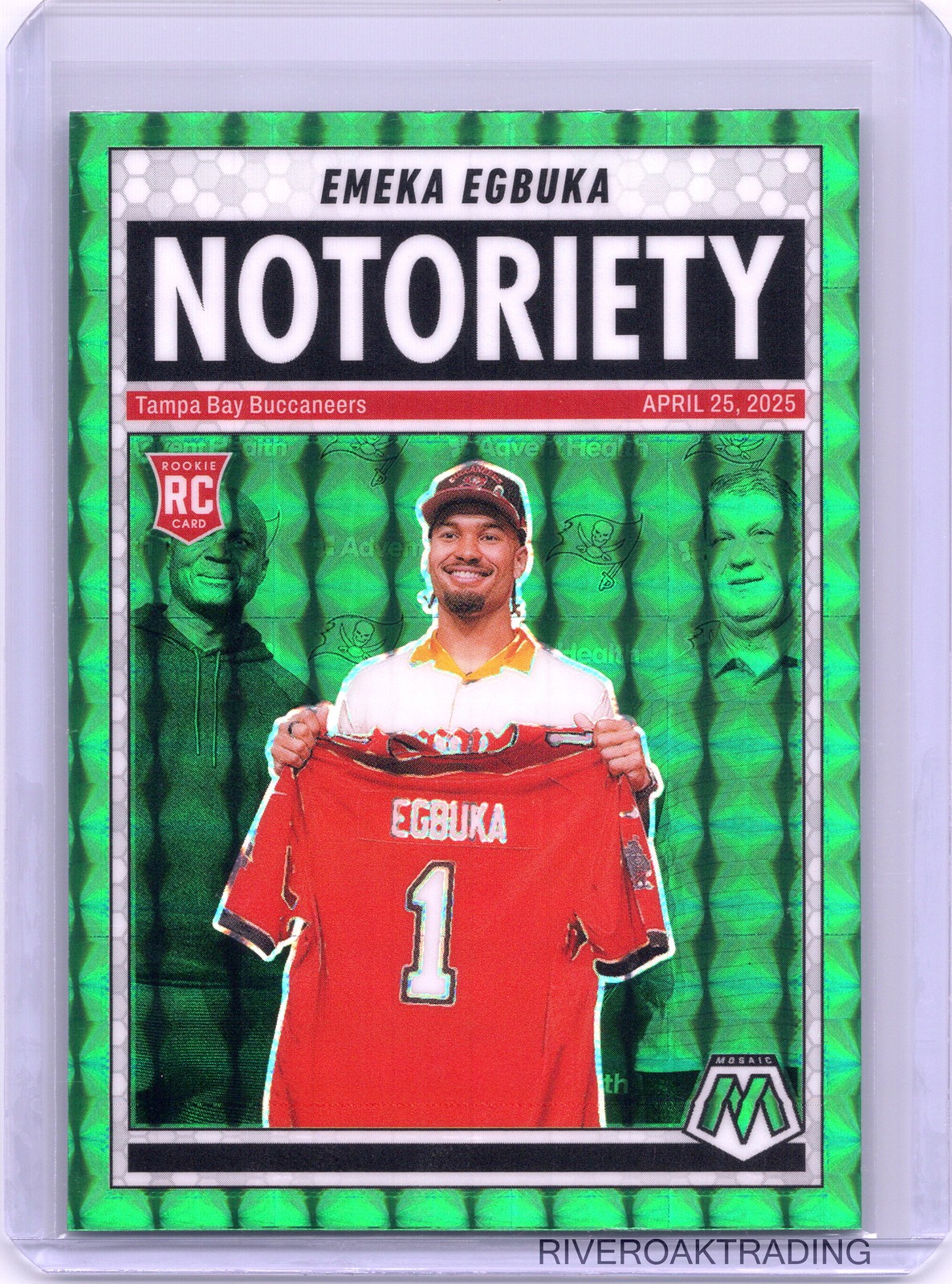 2025 Panini Mosaic - Notoriety Mosaic Green Emeka Egbuka Rookie #16 Bucs