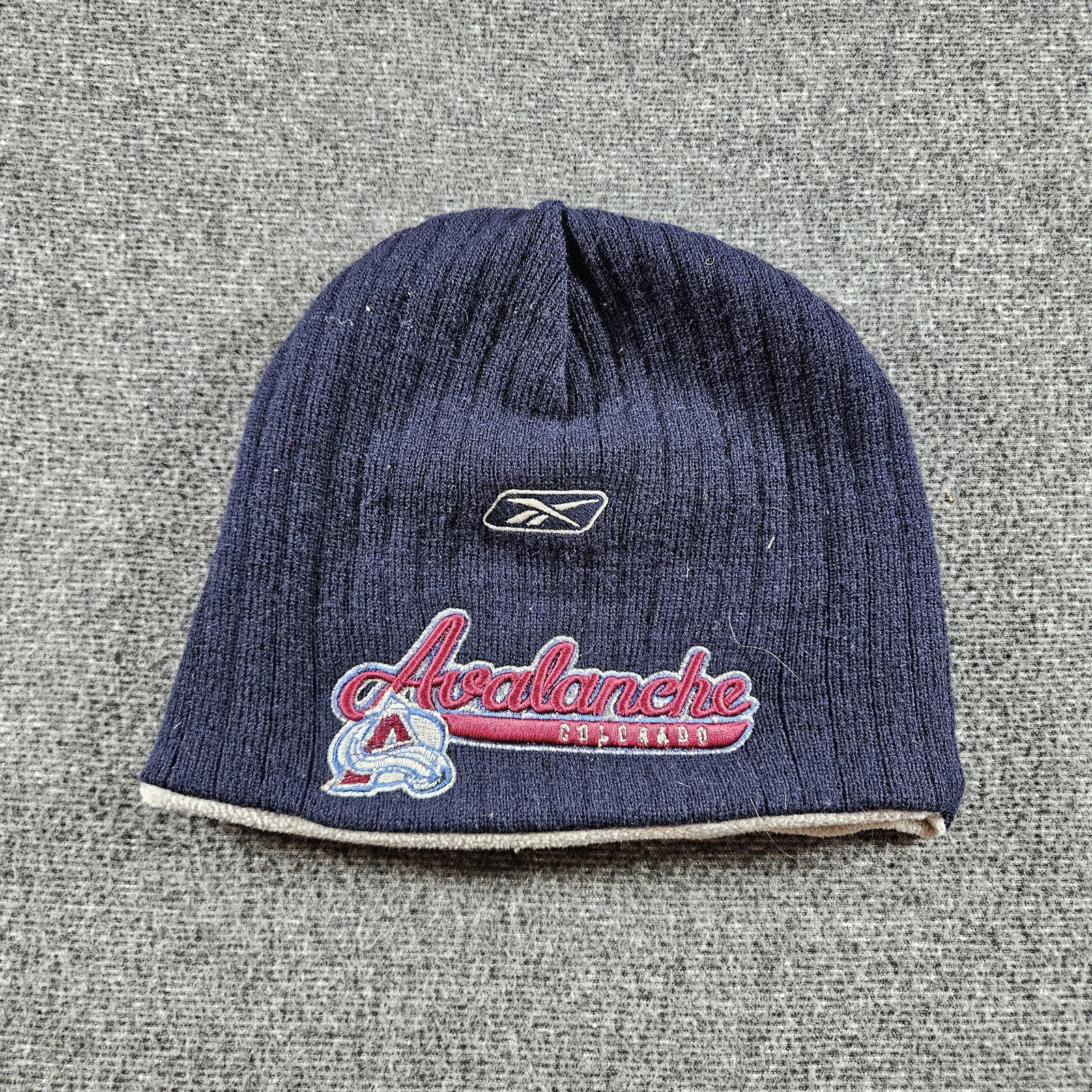 Colorado Avalanche Hat Beanie Mens One Size Blue NHL Hockey Reebok Fleece