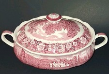 Old Thames River Scenes Dorney Church Palissy Pottery England Soup TUREEN 10.5"