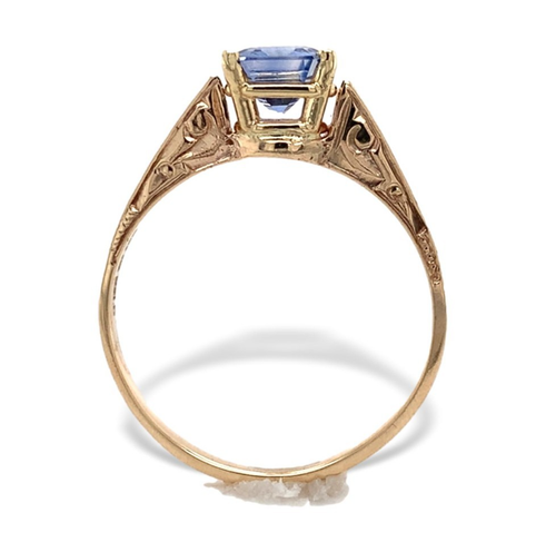 14k Yellow Gold 1.06 Carat Genuine Natural Ceylon Blue Sapphire Ring (#J7317) - Picture 4 of 11