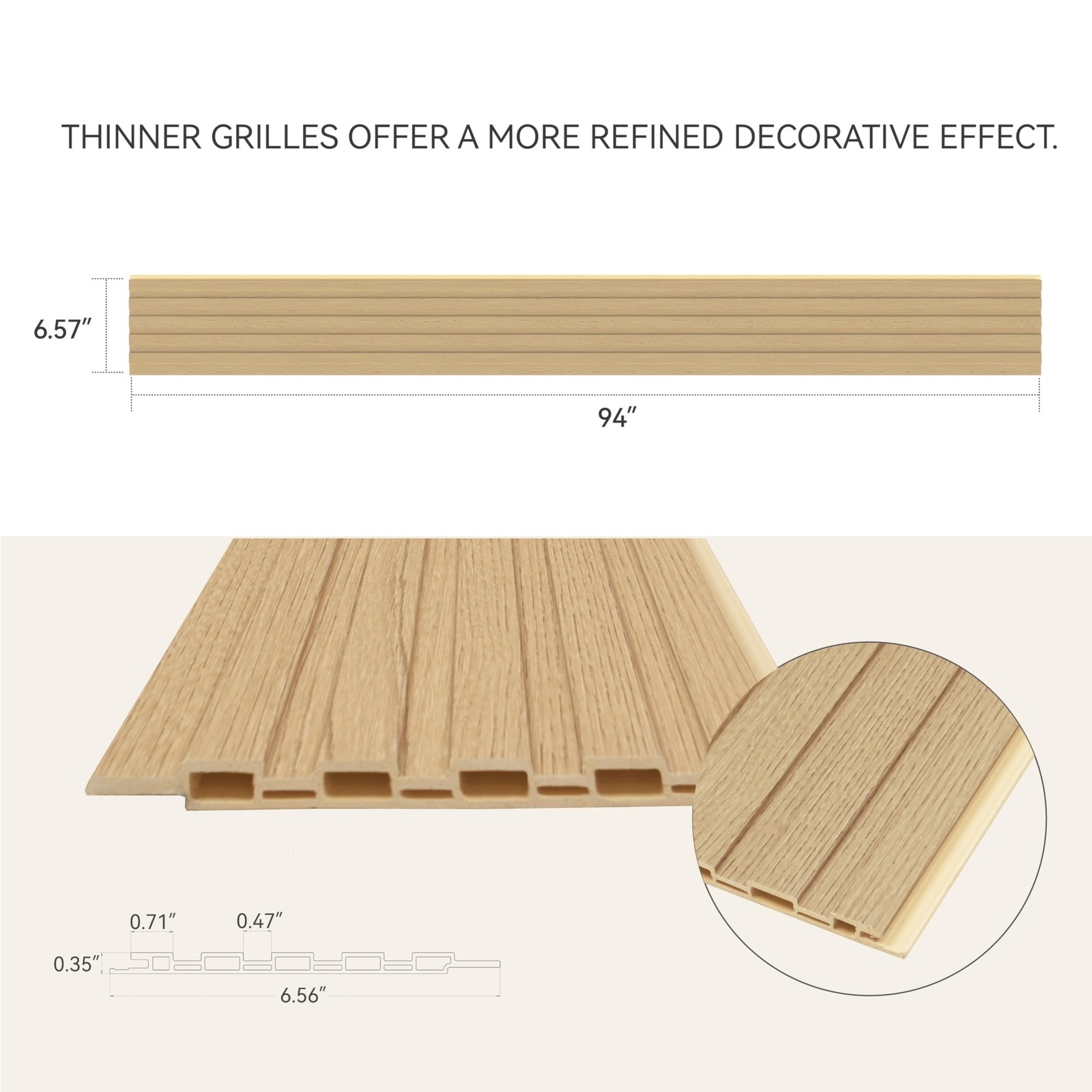 Upick WPC Slat Wall Panels, 6 Pack 6.6 x 6.6 in 3D Wood Wall Panels Fluted Te...