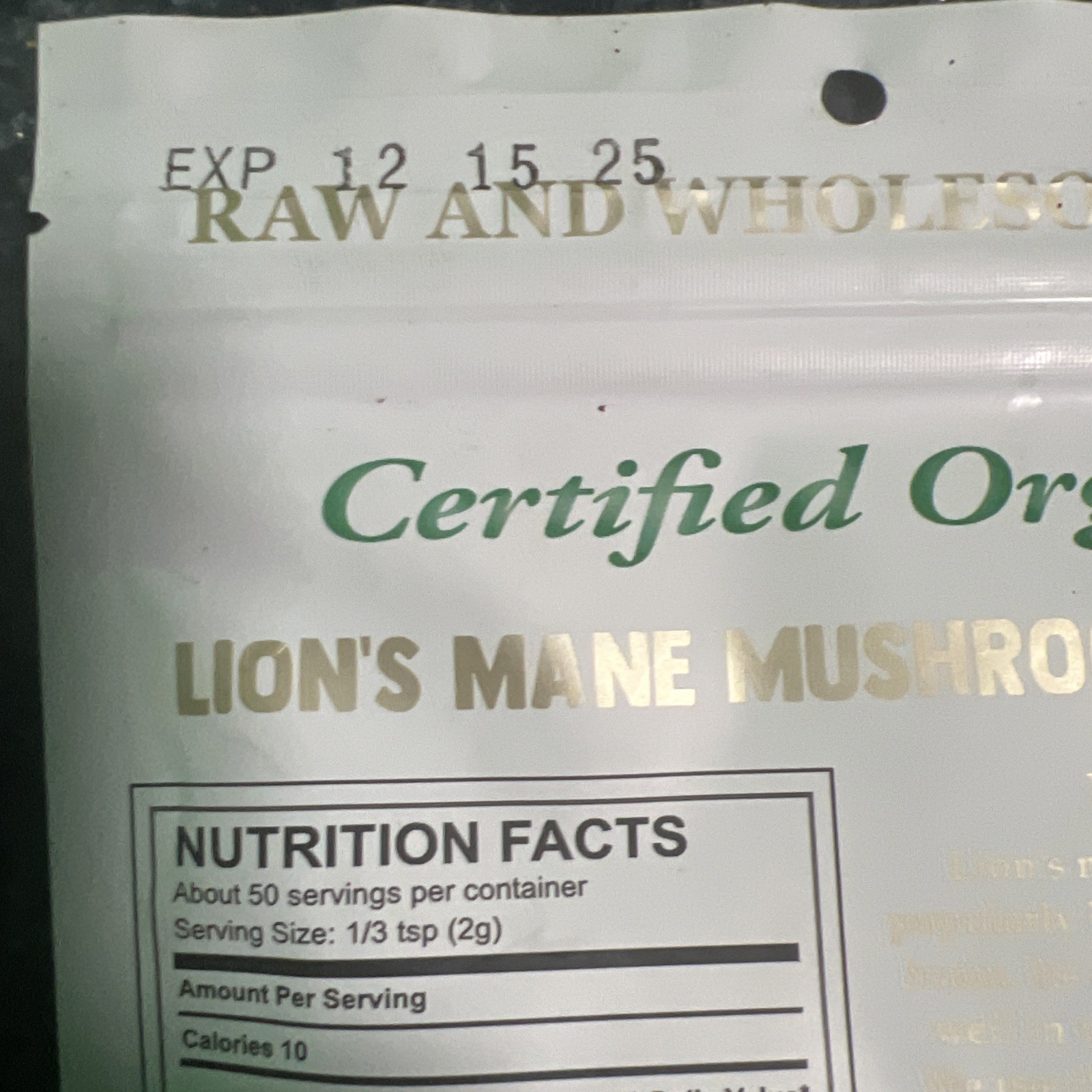 Cherie Sweet Heart Organic Lion's Mane Mushroom Powder 3.5 oz Exp 12/15/25