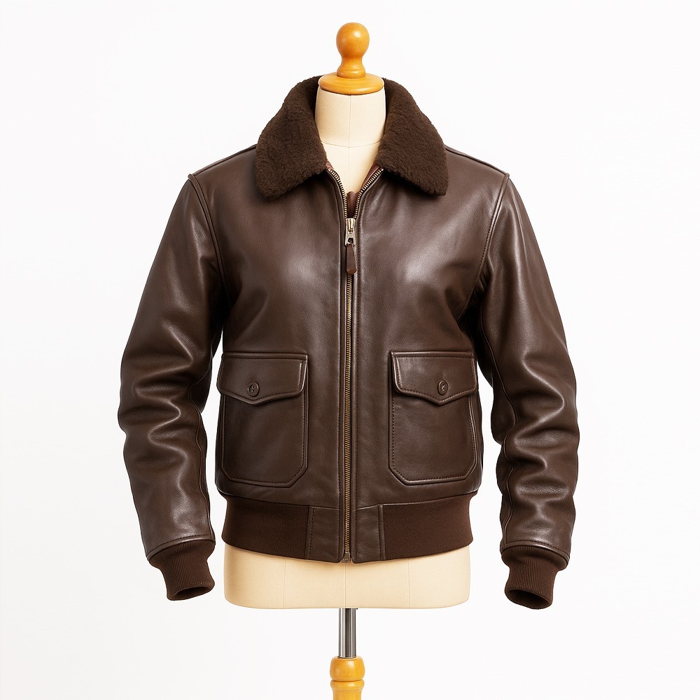 G-1 Aviator A-2 Bomber Brown Us Navy Flight Real Leather Jacket