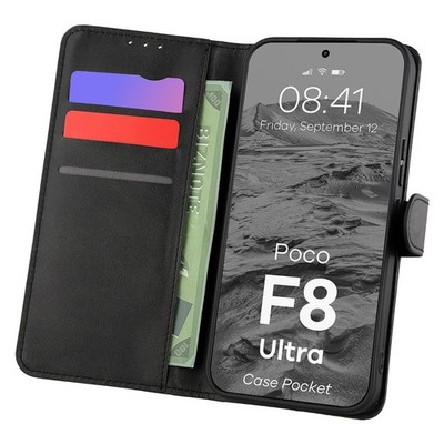 Handyhülle mit Klappe für Xiaomi POCO F8 Ultra Bizon Case Flip Cover Schwarz