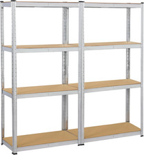 2 Scaffali/Scaffalatture Garage 160 X 160 X 40 Cm in Metallo Zincato Mensole Ang