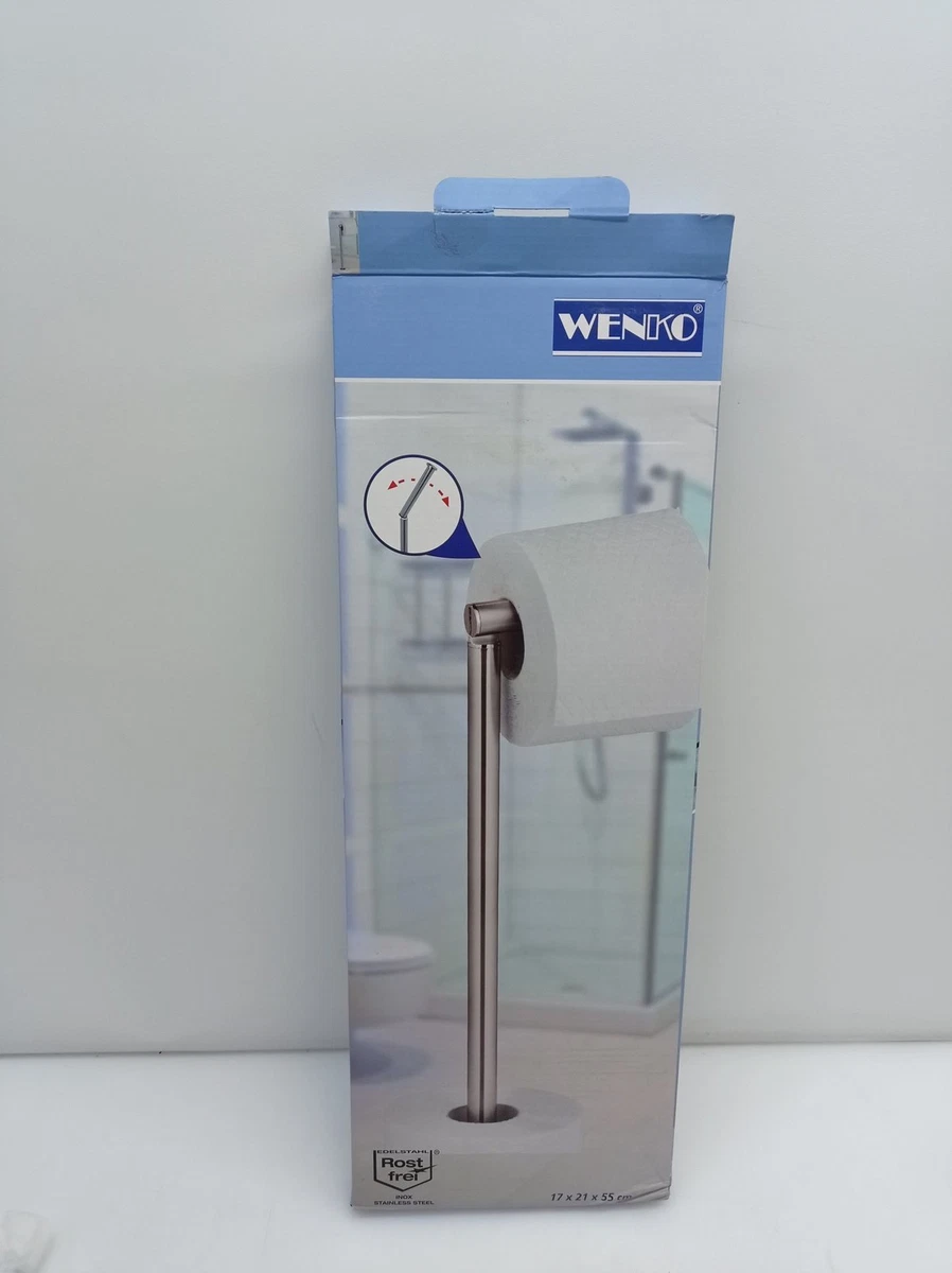 Portarotolo 2 In 1 Wenko Gissi Con Ripiano – Acciaio Nero 18x52x12 Cm – Per 3 Rotoli E Smartphone