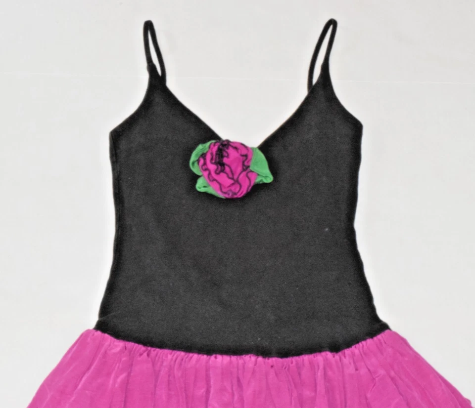 Vintage Betsey Johnson Dress Size S 80s Punk Label Pink Green Tier Rose Made USA - Image 4 of 4