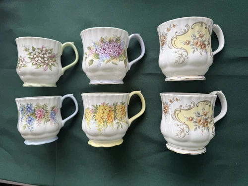 6 Royal Albert England: Montrose Mugs 3 1/4"