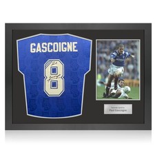 Paul Gascoigne Signed Rangers 1996-97 Home Football Shirt. Icon Frame