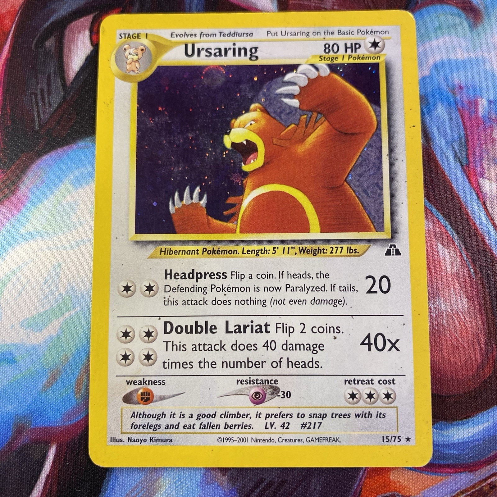 Pokémon TCG Ursaring 15/75 Neo Discovery Holo Rare English 2001 Unlimited