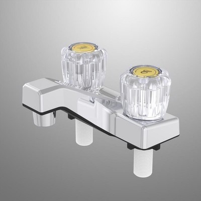 Home Plus 4224CP Chrome Non-Metallic Clear Acrylic Two Handle Lavatory Faucet