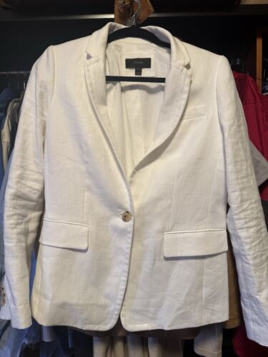 J Crew 100% White Linen Blazer Size 6