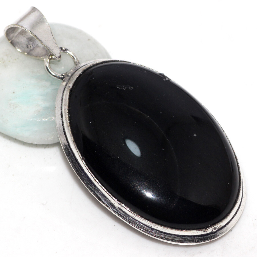 Black Onyx 925 Silver Plated Gemstone Pendant 2