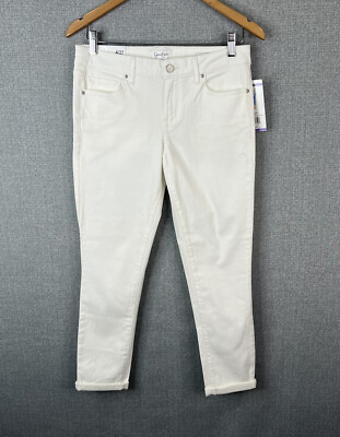 Jessica Simpson Women's Rolled Crop Skinny Jeans In White - Stretch Denim With Rolled Cuffs