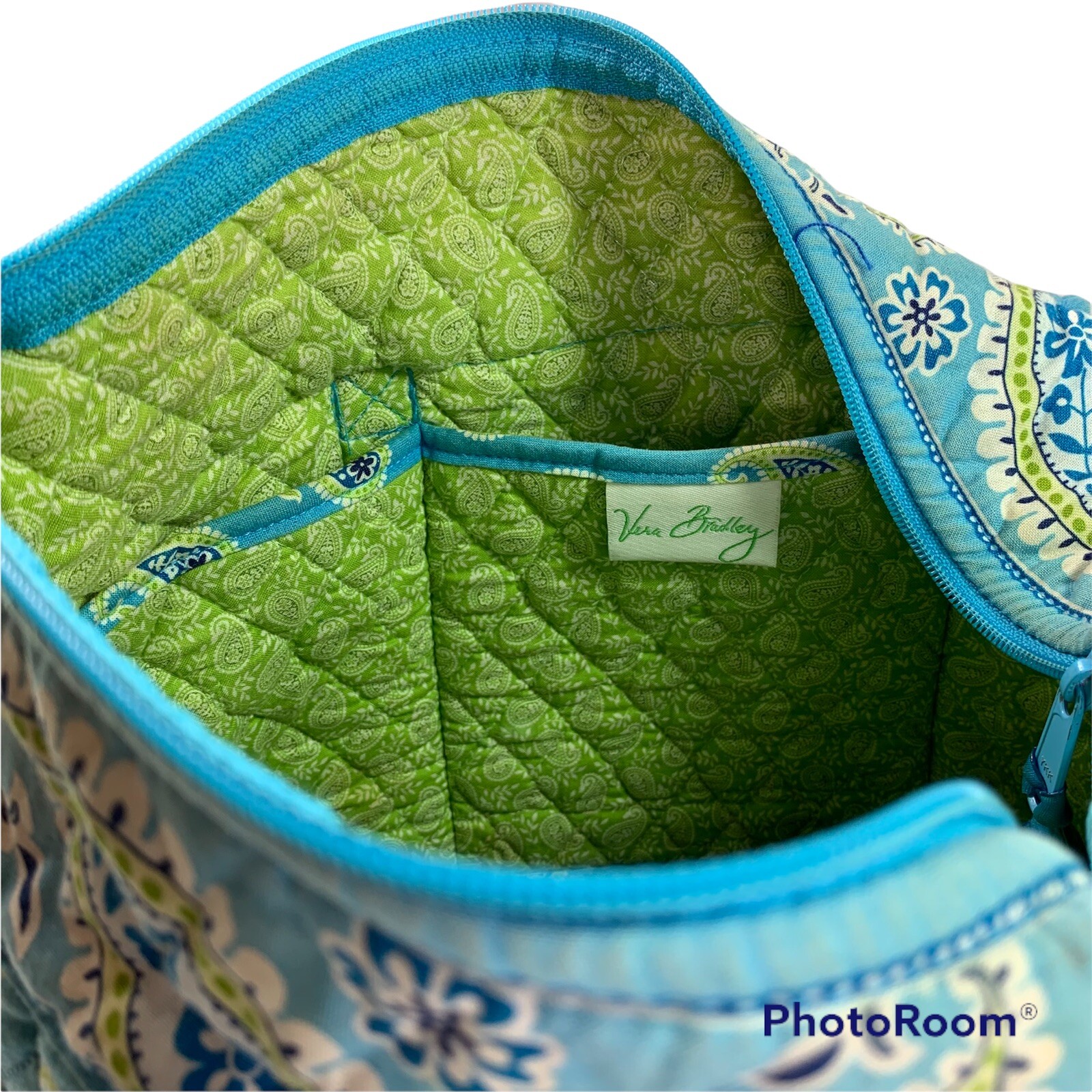 Vera Bradley Tote Aqua Multi Patchwork Patterns Q… - image 5