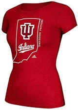Ladies Indiana Hoosiers Adidas Crimson Clipped State Short Sleeve Shirt